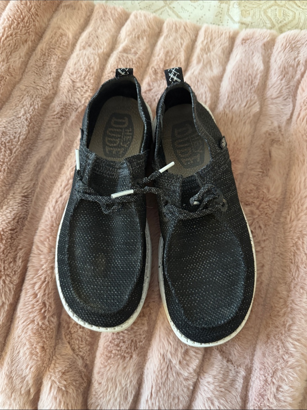 Hey Dude Black Knit Slip-On Sneakers